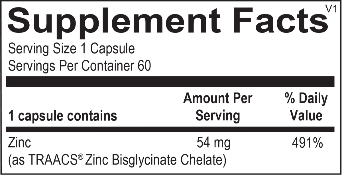 Reacted Zinc (60 capsules) - Vitalized