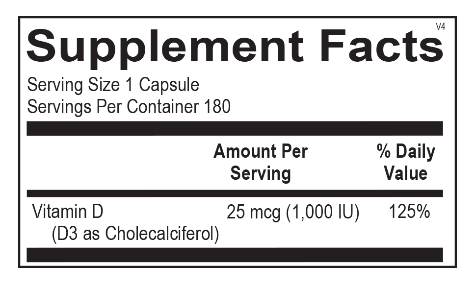 Vitamin D 1,000 IU (180 capsules) - Vitalized 